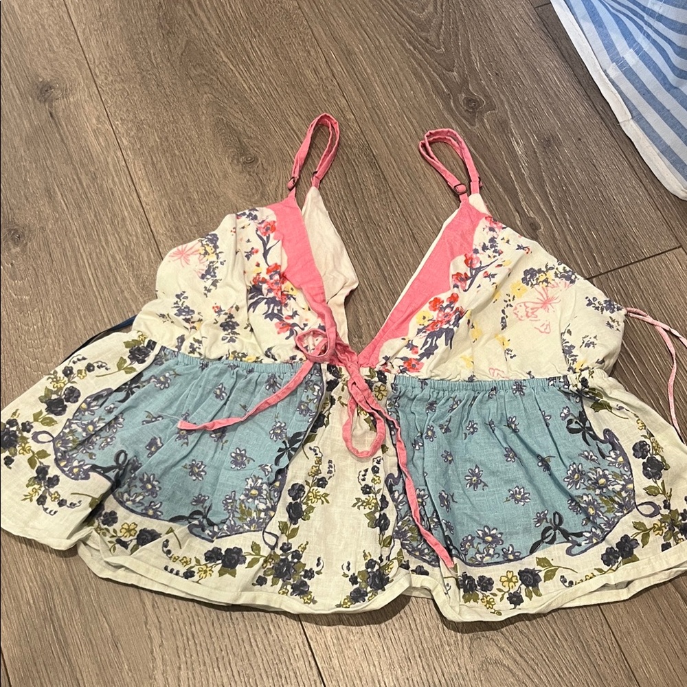 rare free people floral patchwork tank top